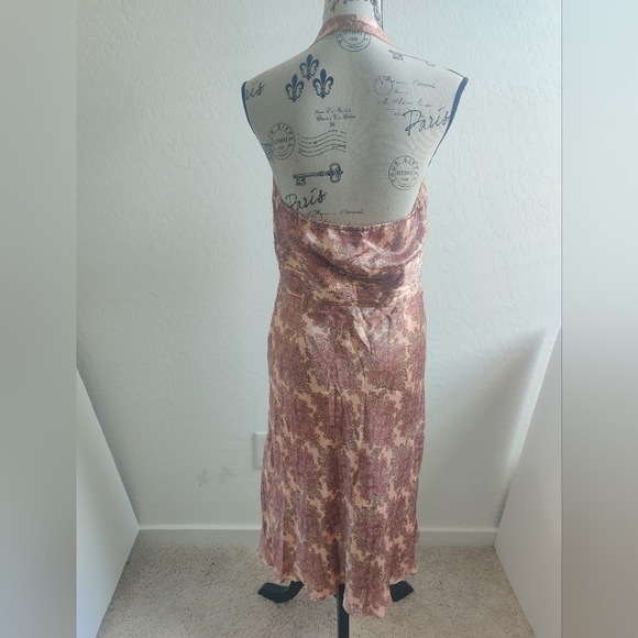 Ann Taylor LOFT 100% Silk semi-formal wedding guest pink halter maxi dress_10 - Picture 4 of 13